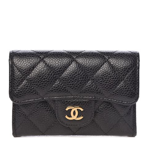 Chanel Caviar Quilted Flap Card Holder Black 